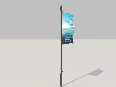 Roadside Facility Featuring Flagpole With Blue Flag And Visit the Coast Coastal 3d model