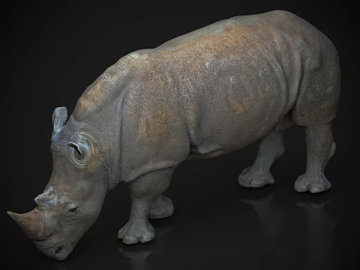 Lifelike Reptile Sculpture With Horned Head And Rough Textured Body 3d model