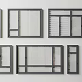 Various Modern Casement Windows With Different Frame Designs And Glass Panels 3d model