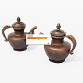 Traditional Copper Tea Pots With Ornate Handles And Lid Design