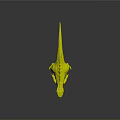 Green Dinosaur with Yellow Stripe Standing in Fierce Pose Showing Sharp Teeth 3d model