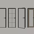 Modern Casement Doors With Sleek Frames Grid Patterns And Open Design 3d model