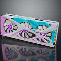 Sleek Modern Graphics Card With White Blue Pink Design And Three Cooling Fans