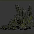 Wood Stone Materials Natural Decorative Rock Pile With Green Moss And Texture
