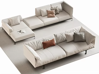 Multi-person sofa double sofa 3d model
