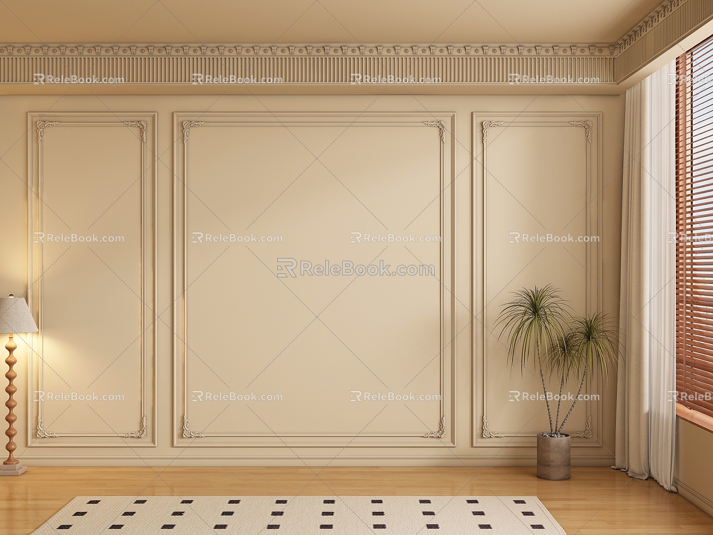 Middle ancient background wall 3d model