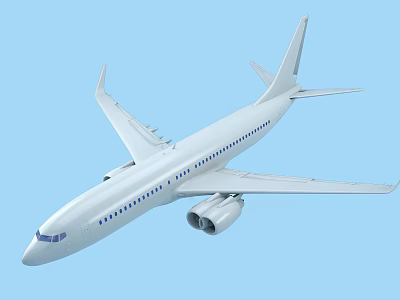 White Modern Passenger Airplane With Twin Engines And Fuselage Windows In Flight 3d model