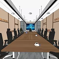 Modern Conference Room With Long Table Comfortable Chairs Large Screen HARD WORK SUCCESS Wall Signs