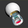 Egg Shaped Pod Interior With Yellow Blue Seats And White Exterior Red Base