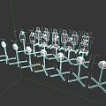 Various Types of Weapons Arranged on Metal Display Stands with Different Designs