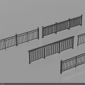 Black Metal Fence Designs With Various Railing Patterns And Decorative Posts 3d model