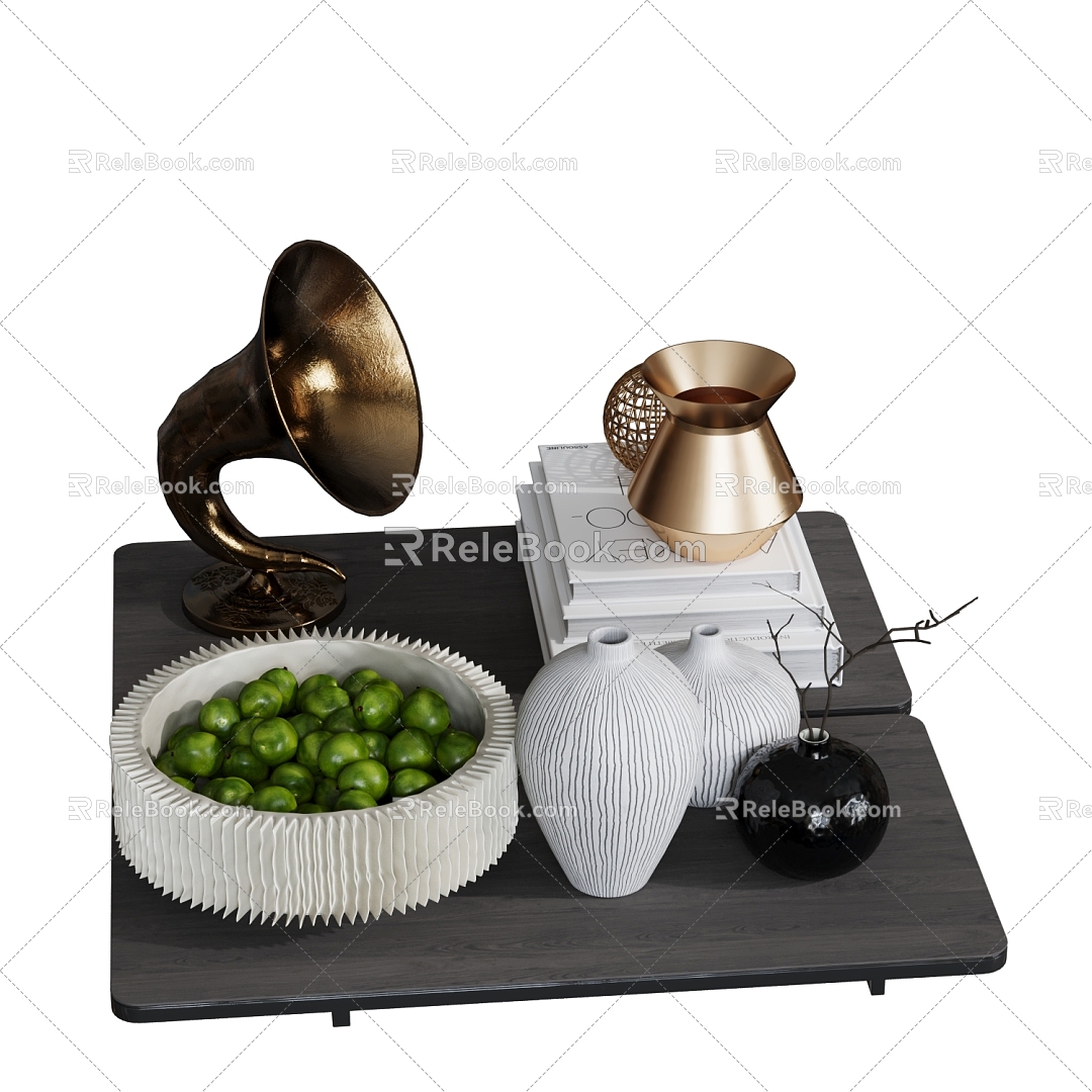 Modern Ornaments Combination Book Vase Horn Fruit Plate 3d model