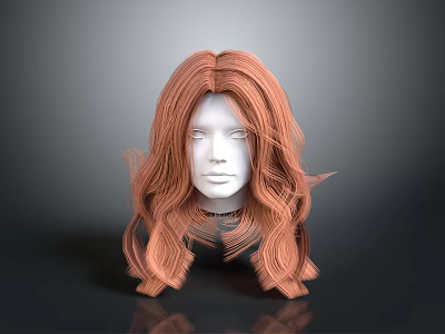 Realistic Human Head Model With Long Orange Curly Hair Features And Details 3d model