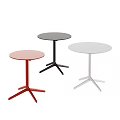 Stylish Modern Round Tables with Red Black White Three Legged Bases 3d model