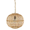 Bamboo Woven Round Lantern Hanging with Gold Chain Decoration Design
