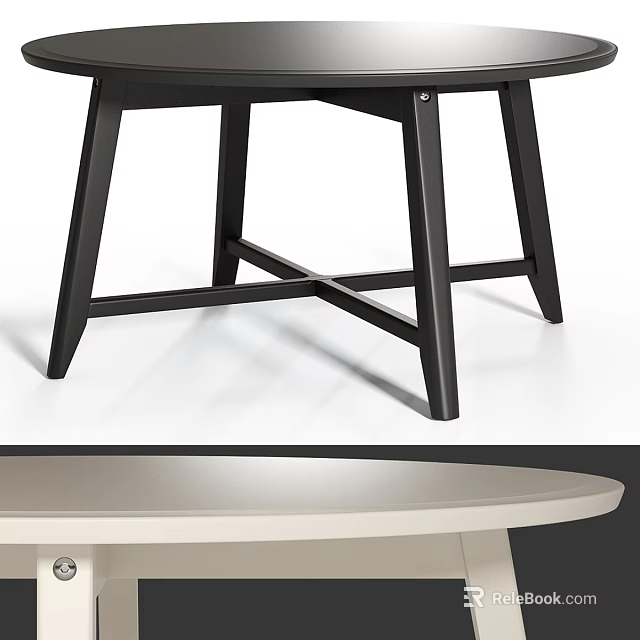 Modern Dressing Table With Black Crossed Legs And Light Oval Top 3d model 
