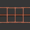 Red Textured Architectural Structure With Vertical Ribs And Top Square Openings