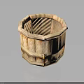 Natural Brown Woven Storage Basket With Braided Rim Design For Home Organizing