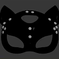 Black Cat Shaped Mask With Silver Studs And Eye Cutouts 3d model