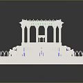 White Decorative Architectural Model With Multi Layered Columns Circular Top And Green Blue Accents