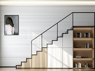 Modern Stair Storage Cabinet Stair Cabinet 3d model