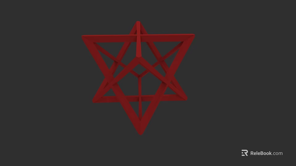 Red Geometric Star Shaped Jewelry Pendant With Modern Stylish Design Elements 3d model 
