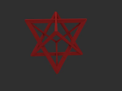 Red Geometric Star Shaped Jewelry Pendant With Modern Stylish Design Elements 3d model