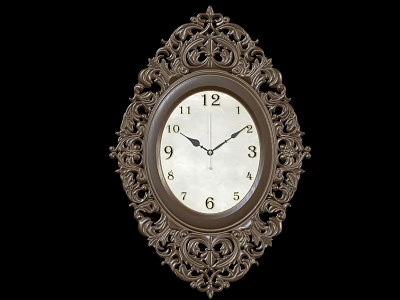 Vintage Decorative Wall Clock With Ornate Bronze Frame And White Dial 3d model