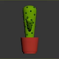 Green Cactus Plant with Spiky Arms in Red Ceramic Pot for Natural Home Decor