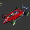 Red Racing Car With Driver In Helmet Dunlop Logo Number 27 And Rear Wing