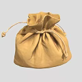 Brown Fabric Drawstring Pouch With Knotted Closure And Simple Design 3d model