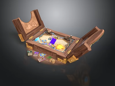 Vintage Wooden Storage Box Organizing Daily Essentials Coins Gems Cards And Small Items 3d model