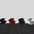 Stylish Modern Single Chairs With Black Red Brown White Unique Design 3d model
