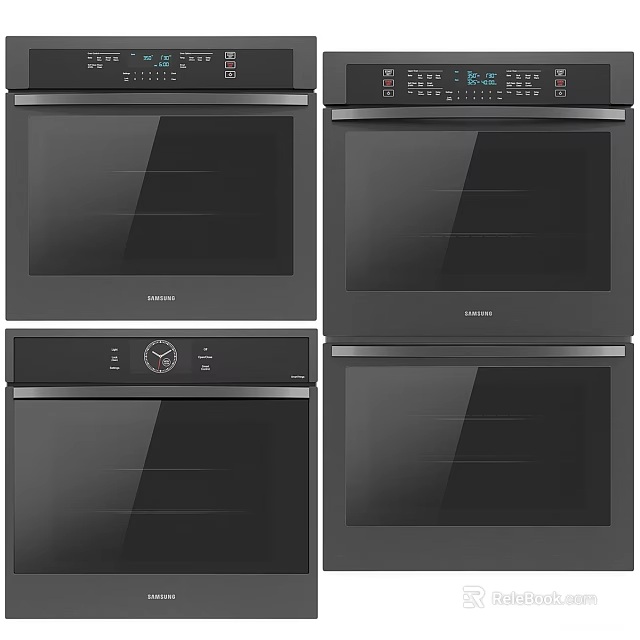 Modern Kitchen Appliances Featuring Black Built in Ovens With Sleek Glass Doors 3d model 