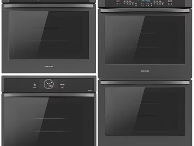 Modern Kitchen Appliances Featuring Black Built in Ovens With Sleek Glass Doors 3d model