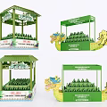 Commercial Display Equipment Green Multi tiered Stands With Dragon Boat Elements For Displaying Products