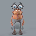 Cartoon Game Character With Big Eyes Large Glasses And Striped Tie 3d model