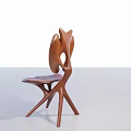 Modern Single Wooden Chair Featuring Unique Curved Back and Crossed Legs Design