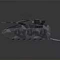 3D Rendered Futuristic Armored Tank With Camouflage Pattern And Blue Accent Lights
