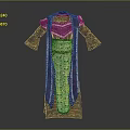 Traditional Robe With Intricate Patterns Dark Base And Red Gold Decorative Details