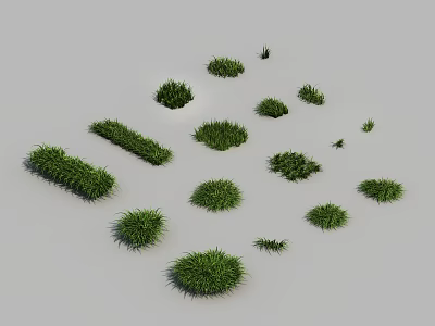 Natural Green Grass Clumps in Various Shapes and Sizes for Landscaping 3d model
