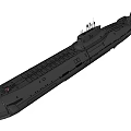 Detailed Black Military Submarine Warship 3D Model With Hull Conning Tower And Equipment