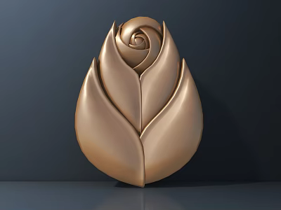 Intricate Golden Rose Shaped 3D Carving Decorative Artwork for Wall Decoration 3d model