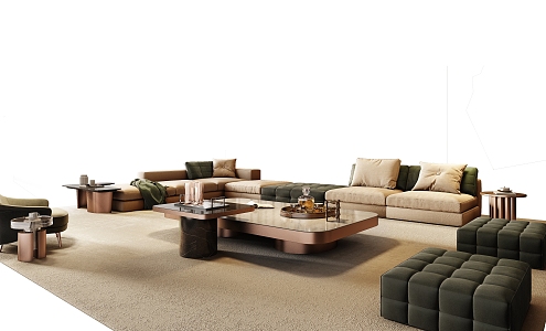 Minotti miloti living room sofa combination 3d model