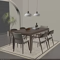 Modern Solid Wood Dining Table With Upholstered Chairs Set For Cozy Warm Home Dining Area