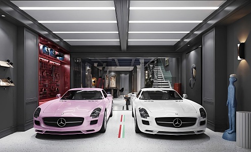 Modern Garage Villa Underground Garage Parking Lot Home Mercedes Benz Underground Luxury Car Garage Basement Garage Tool Room Car Storage Workshop 3d model