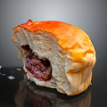 Juicy Bitten Beef Burger With Golden Brown Soft Bun Tender Meat On Dark Surface