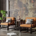 New Chinese Casual Sofa Combination Single Sofa Combination 3d model