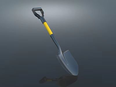 Durable Hardware Tool Shovel With Black And Yellow Handle And Metal Blade For Garden Use 3d model
