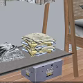 Wooden Clothes Rack With Hanging Dresses In Bedroom Setting Lower Shelf Folded Clothes Storage Box